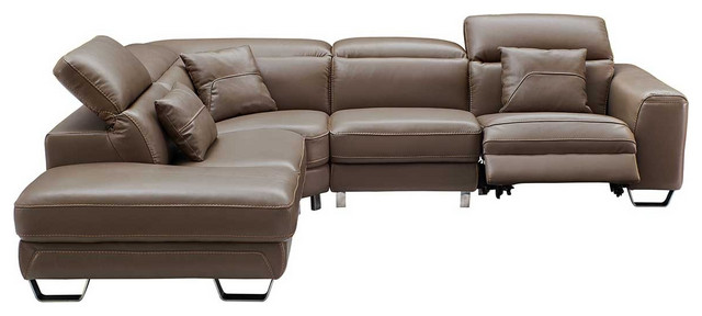 468 Leather Sectional Sofa with Electric Recliner in Brown, Left Facing