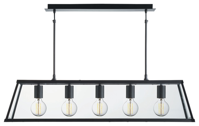Voyager 5-Light Lantern Bar, Matte Black, Glass