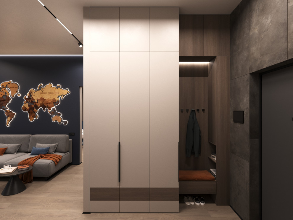 Дизайн интерьера квартиры 77 м2 с 2-мя санузлами и гардеробной