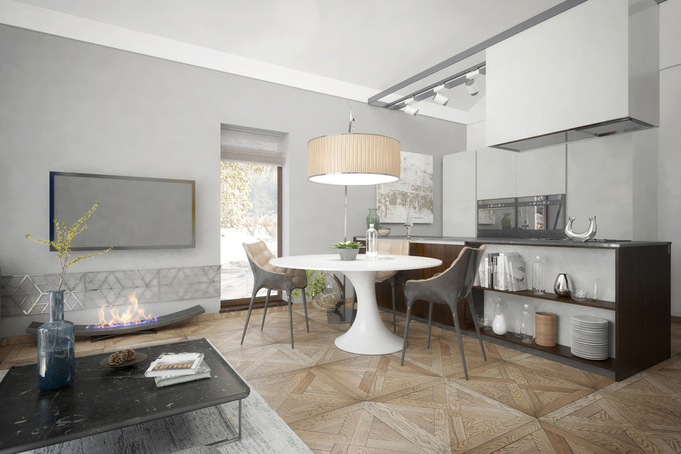 Дизайн кухни-гостиной в частном доме