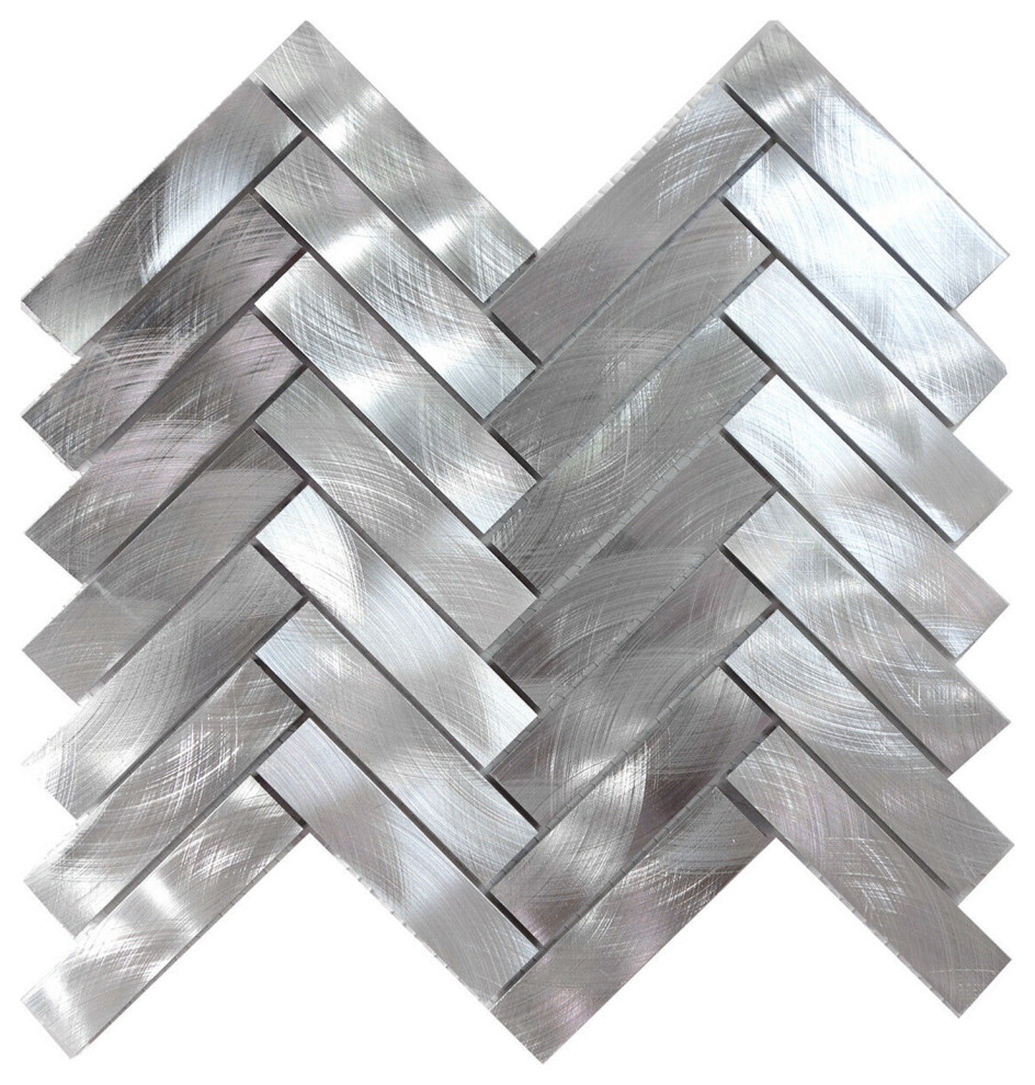 Modket Metal Aluminum Herringbone Mosaic Tile Kitchen Backsplash TDH225MO