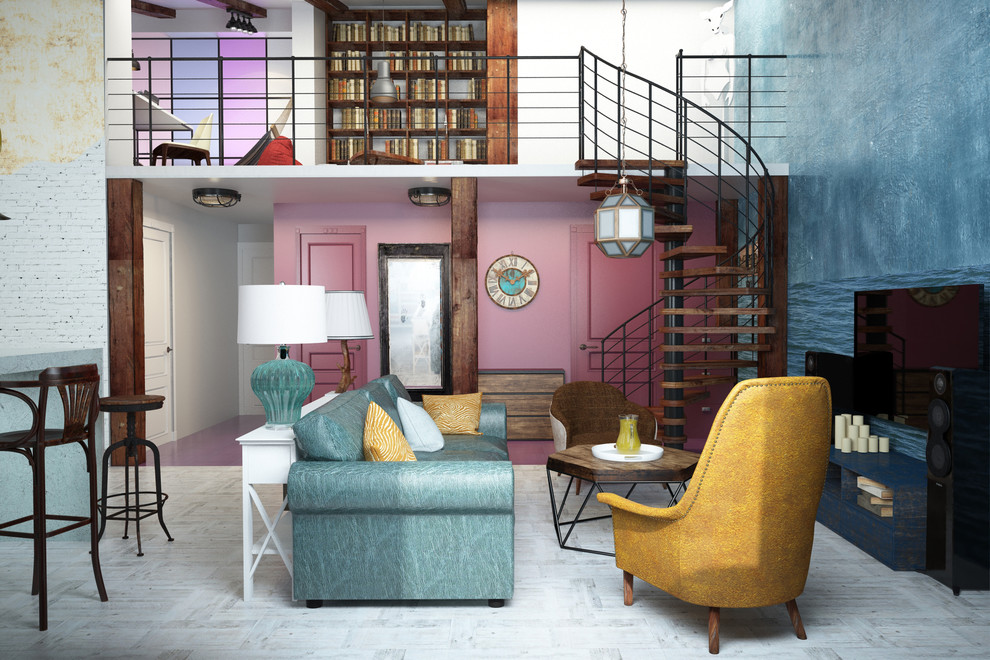 Дизайн квартиры с монсардным этажем для молодой пары