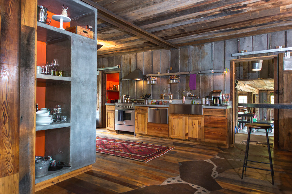 Mountain style kitchen photo in Denver