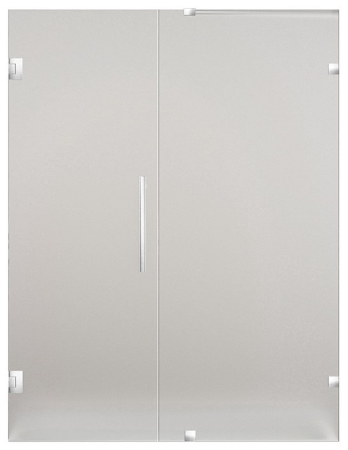 Nautis Frameless Hinged Shower Door Frosted Stainless Steel 53x72