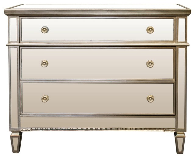 Borghese Mirrored 3 Drawer Chest Traditional Dressers By