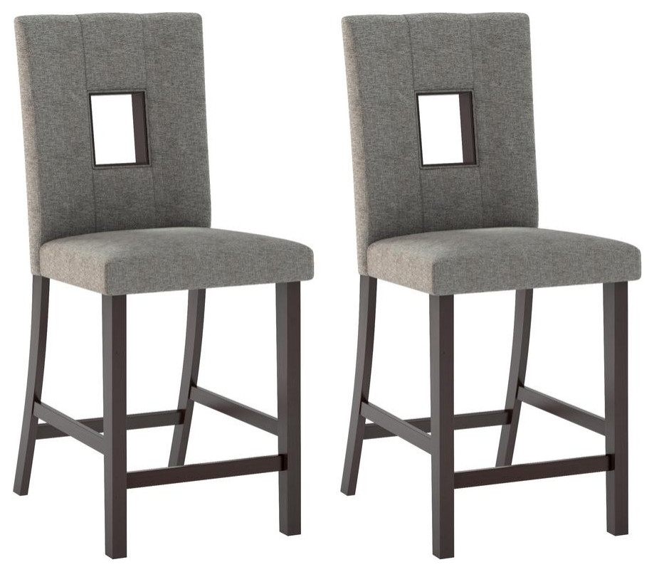 Bistro Counter Height Dining Chairs, Gray Sand Fabric, Set of 2