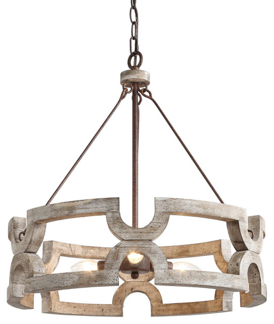 LNC Farmhouse 3-Light Drum Distressed 