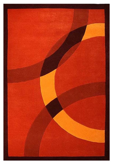 Sai Resources Llc Circles Hand Tufted Wool Rug Orange And Red Circles Hand Tufted Wool Rug Orange And Red 5 X8 Contemporary