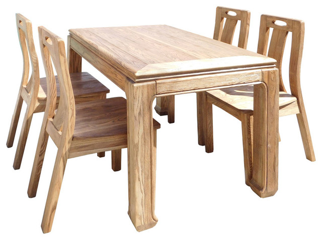 Oriental Light Wood Dining Table 4, Rustic Wood Dining Room Table And Chairs Set Of 4