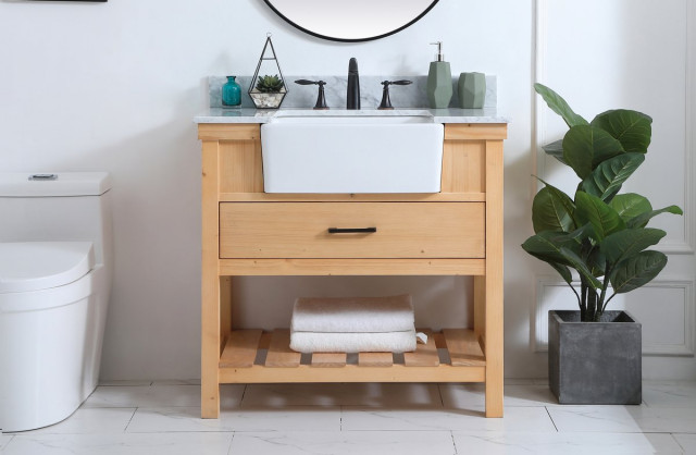 Elegant VF60136NW-BS 36" Single Bathroom Vanity, Natural Wood ...