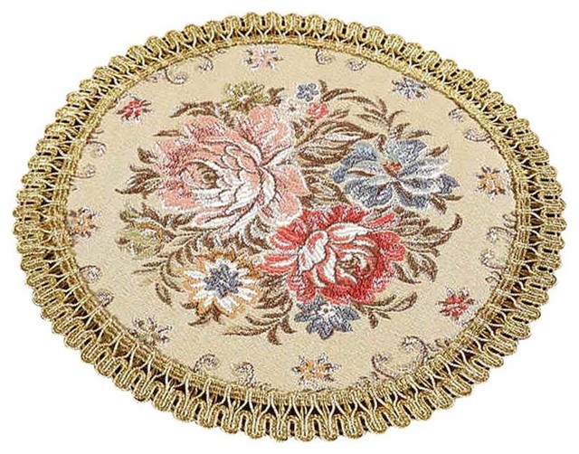 Set of 2 Small Round Placemats, Embroidery Table Placemats, Modern