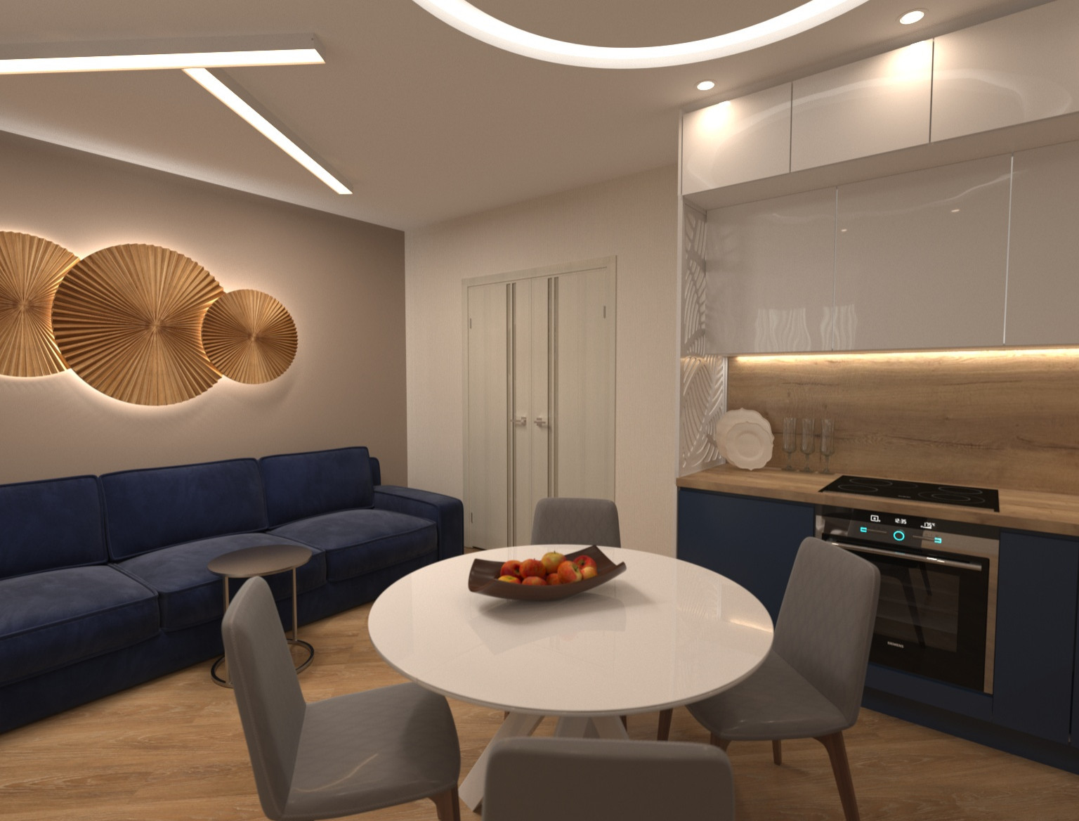 Дизайн Гостиной- кухни, совмещенный с лоджией