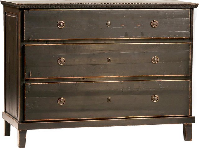 DOVETAIL SOREN Dresser Chest of Drawers Swedish Brass Antique Black