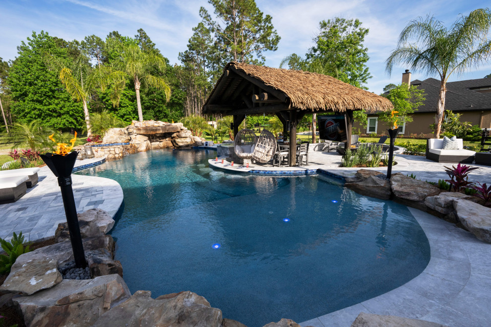 Inspiration for a rustic pool remodel in Jacksonville