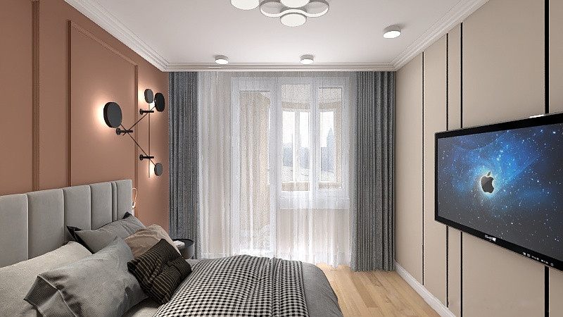 Спальня в трехкомнатной квартире