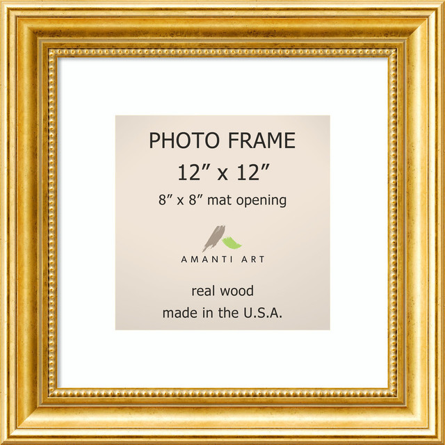 Picture Photo Frame 12 X12 Matted To 8x8 Townhouse Gold Outer Size 16 X16 Traditional Picture Frames By Amanti Art Houzz