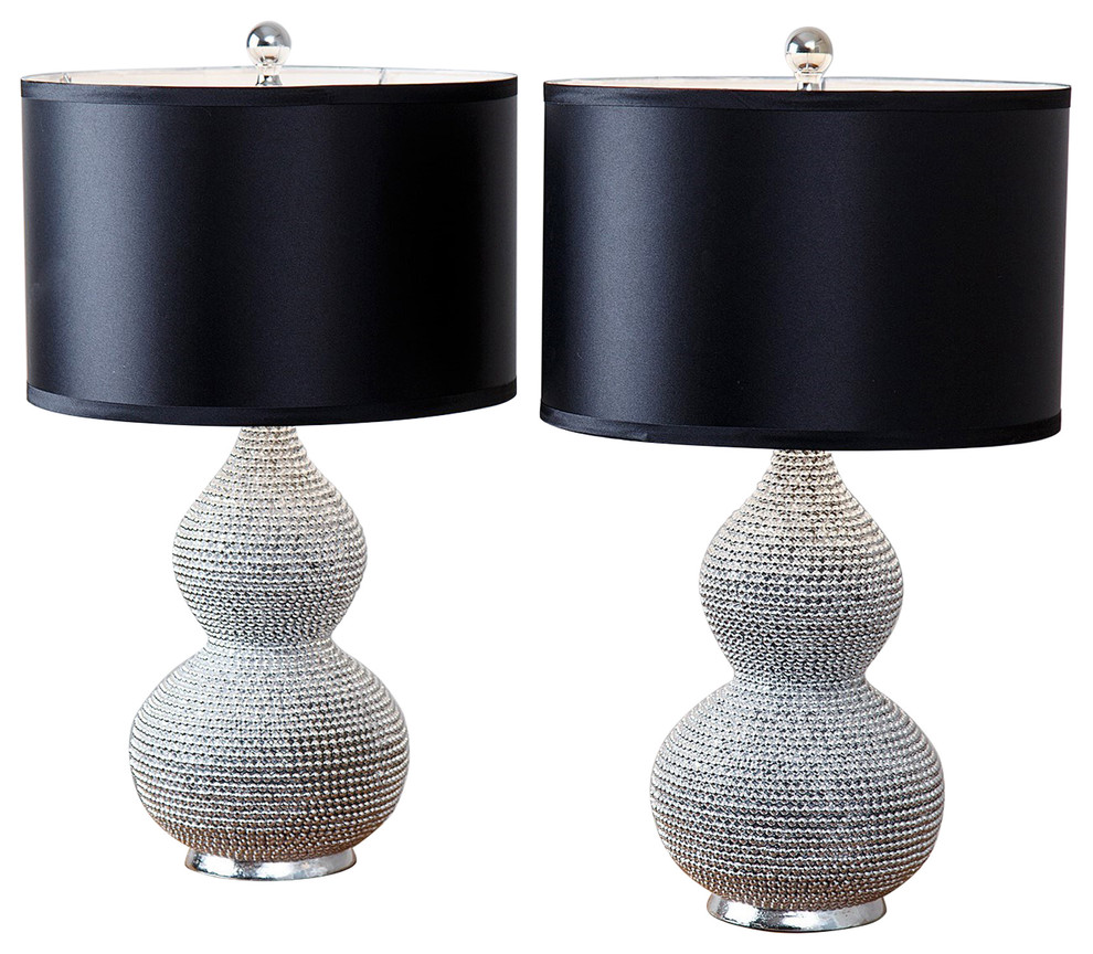 Abbyson Living Sea Urchin Table Lamps, Set of 2, Silver Contemporary