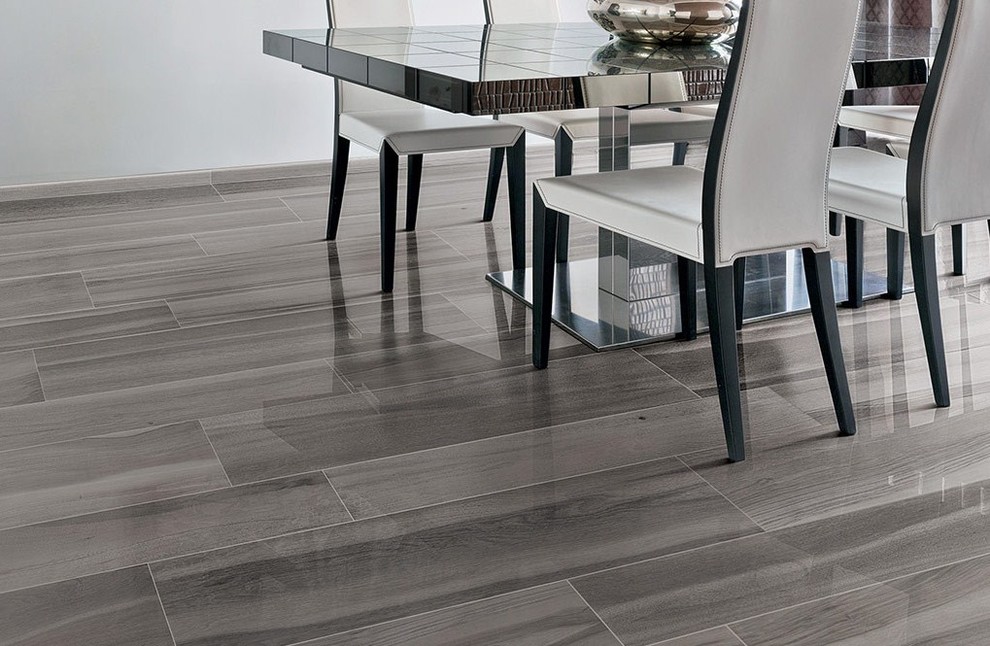 Timber Look Tiles Dining Room Brisbane by The Tile Mob Pty Ltd