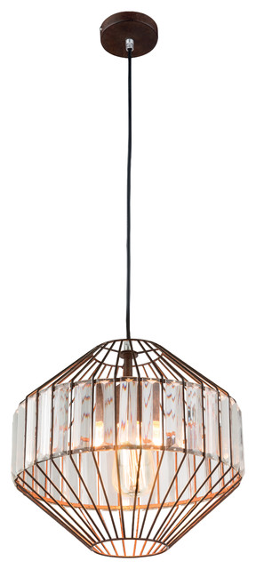 Lucette Copper Wire Cage Pendant Light With Crystals Modern Lucette Copper Wire Cage Pendant Light With Crystals