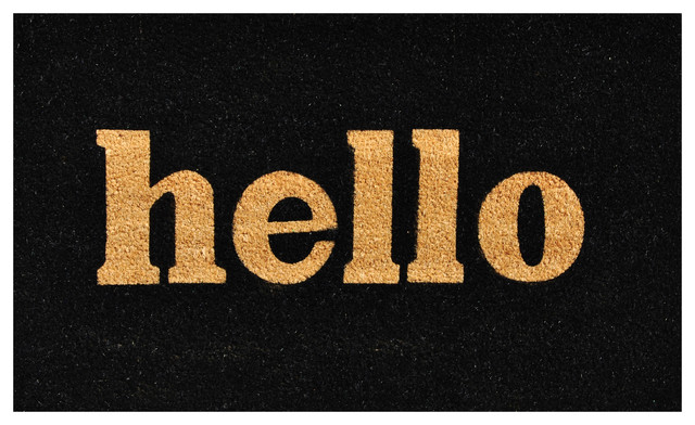 Hello Block Doormat Black And Natural 17 X29