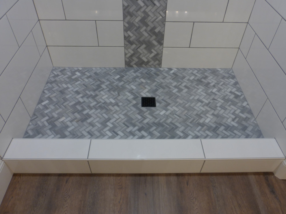 Example of a mid-sized white tile and ceramic tile bathroom design in Boise