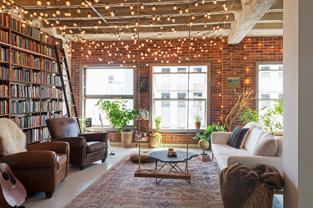My Houzz: Books and String Lights Jazz Up an L.A. Loft - Industrial - Living  Room - Los Angeles - by Carolyn Reyes | Houzz UK