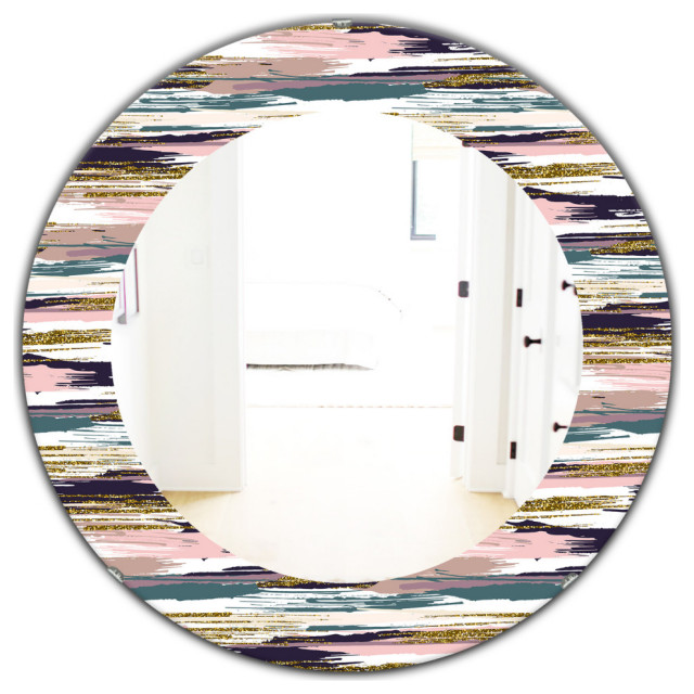 Designart Glitter Textured Brush Strokes Frameless Oval Round Wall