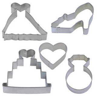 1845 Cake Heart 5 Piece Tinplated Steel Cookie Cutter Ring Bridal