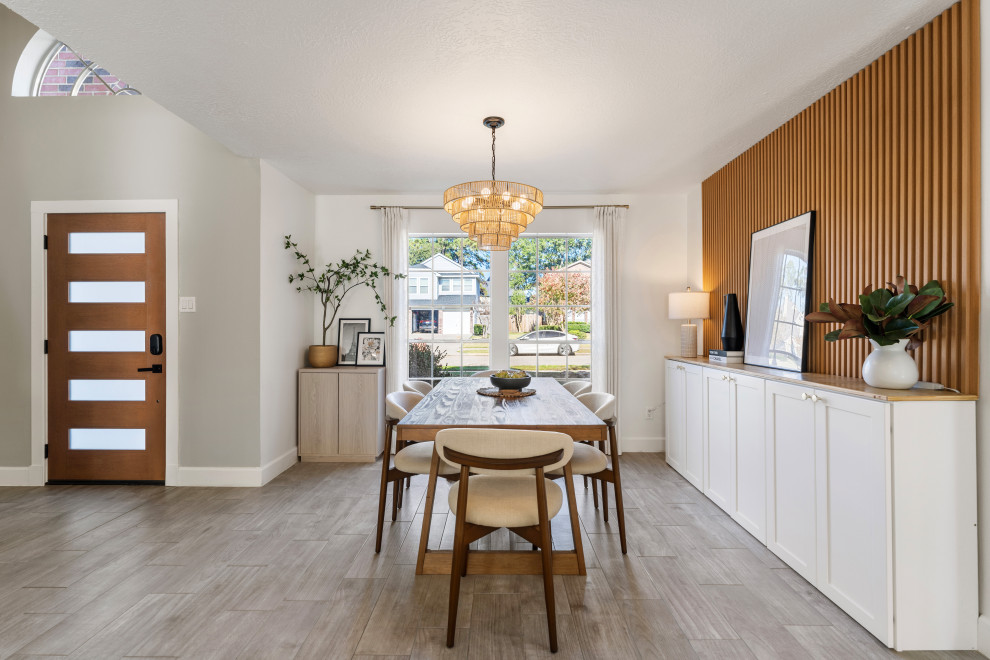 Example of a transitional dining room design in Houston
