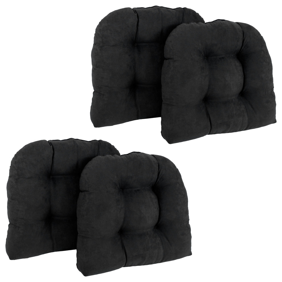 19" UShaped Micro Suede Tufted Dining Chair Cushions, Set of 4 Contemporary Seat Cushions
