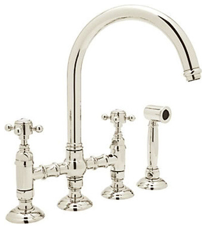 Country Kitchen High-Arc Bridge Faucet in Polished Nickel