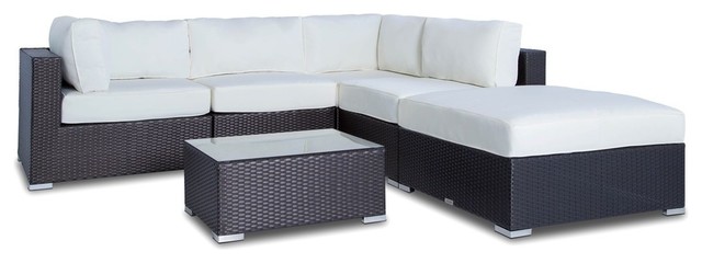 Outdoor Wicker All Weather Resin 6 Piece Patio Deep Seating Section Tropical Outdoor Lounge Sets By Mangohome