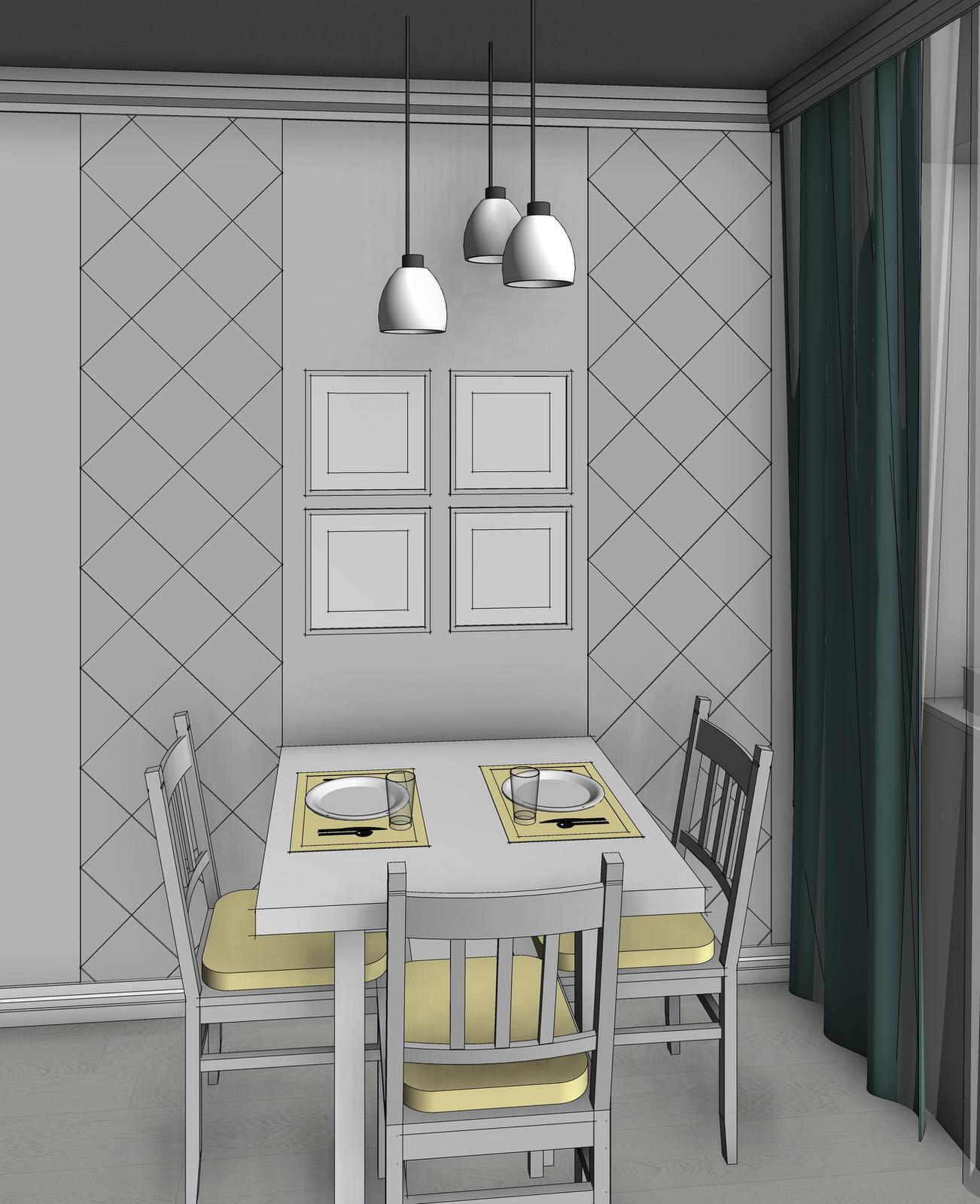 Эскизная визуализация проекта квартиры для молодой пары