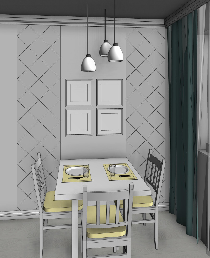 Эскизная визуализация проекта квартиры для молодой пары