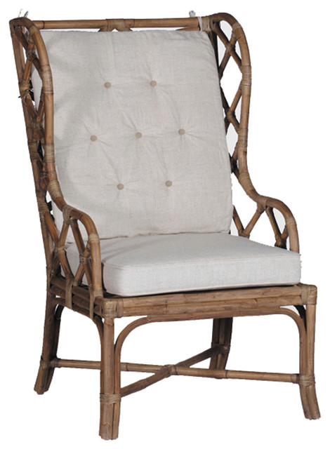 Gabby Watson Rattan and Linen High Back Chair