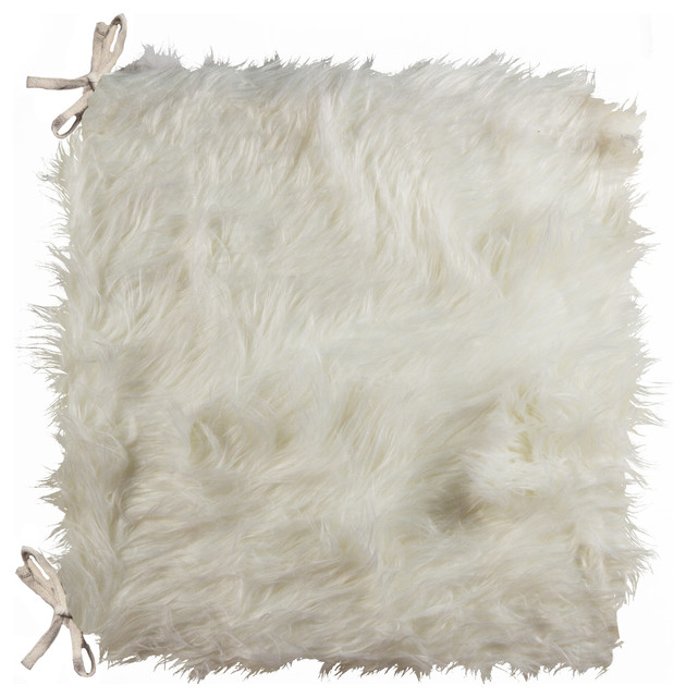 LaredoFaux Sheepskin Fur Chair Pad 16"x16", OffWhite Contemporary
