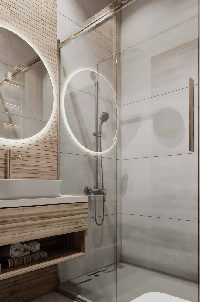 Design ideas for a scandi bathroom in Moscow.