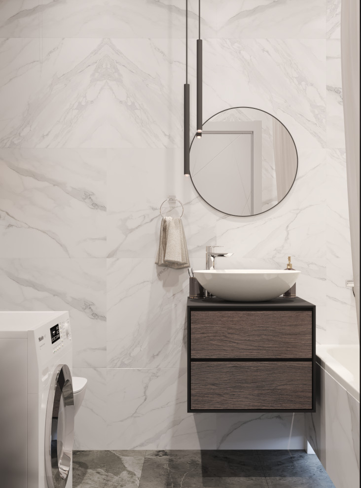 Однокомнатная квартира в серо-голубых тонах