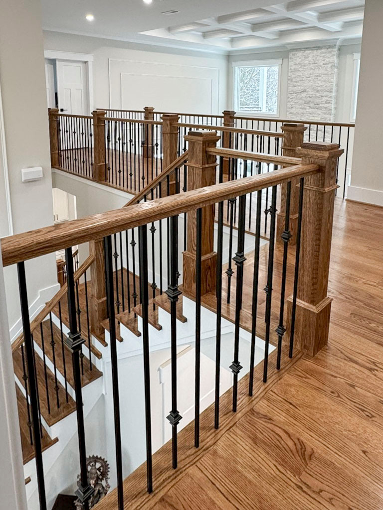 117_Distinct Oak Staircase with Iron Balusters & Oak Rail Profile, Chantilly VA
