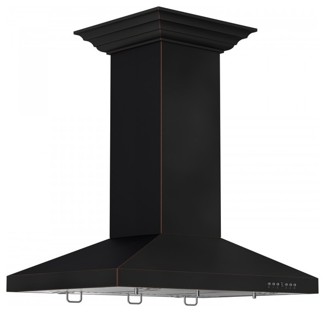 ZLINE 36 in. Designer Series OilRubbed Bronze Island Mount Range Hood Traditional Range