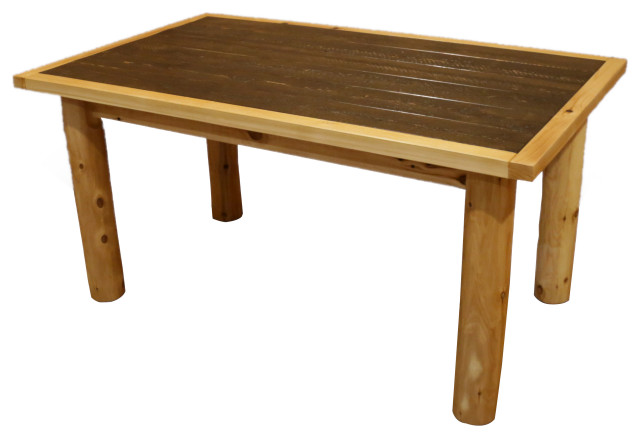 White Cedar Log Mountain Collection Family Dining Table, 6 Foot