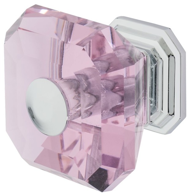 Clubhouse Knob Polished Chrome Pink Contemporary Cabinet And