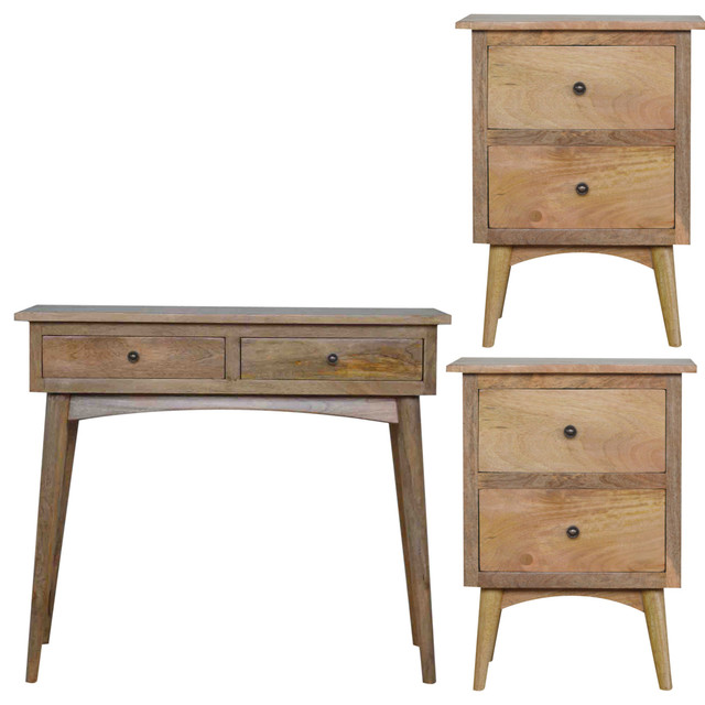 Console Table and 2 Nordic Style Bedside Tables, 3-Piece Set
