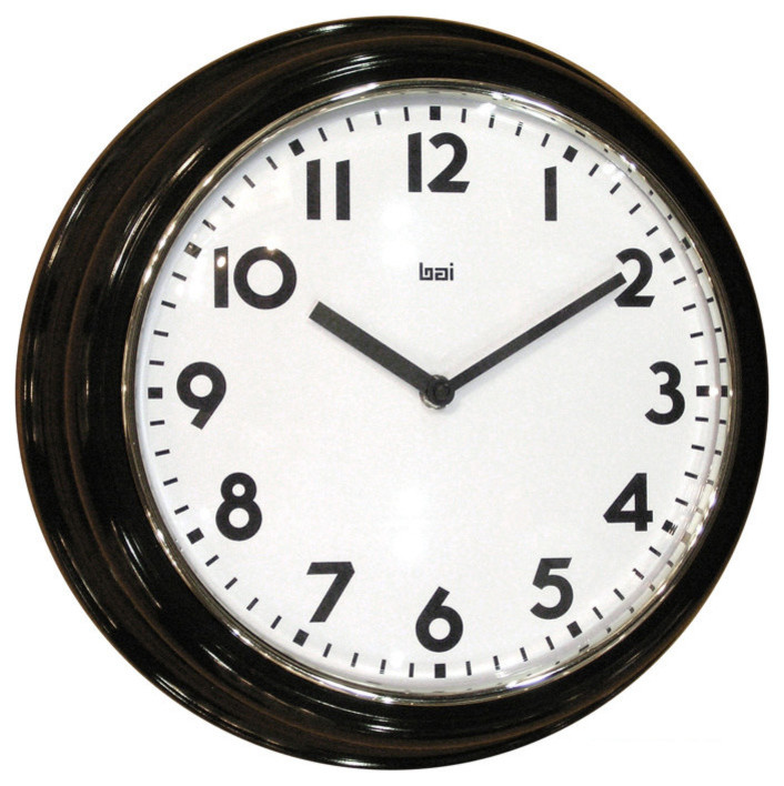 12.45" School Wall Clock Black Transitional Wall Clocks by BAI