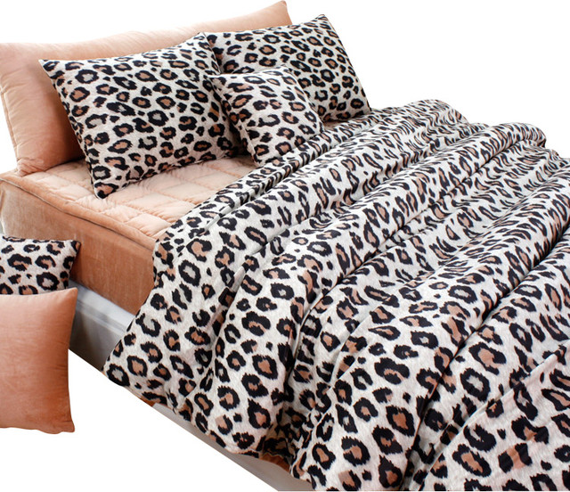 Beige Brown Leopard Microfiber Duvet, Cheetah Print Duvet Cover Twin