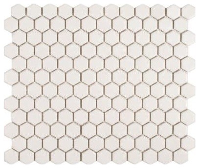 Metro Hex Glossy White Porcelain Mosaic Floor and Wall Tile