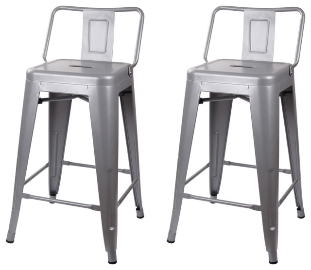 Metal Gray Bar Stools With LowbackSet of 2 Industrial Bar Stools And Counter Stools by