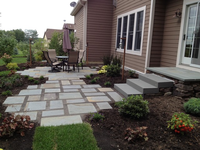 Backyard Flagstone Patio And Gardens In Maple Grove Minnesota