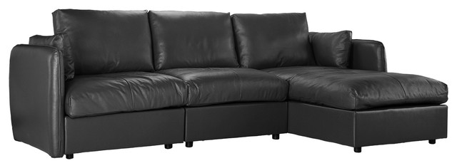 Modern L Shape Leather Sectional 3 Seater Sofa With Chaise Lounge Modern L Shape Leather Sectional 3 Seater Sofa With Chaise Lounge Black