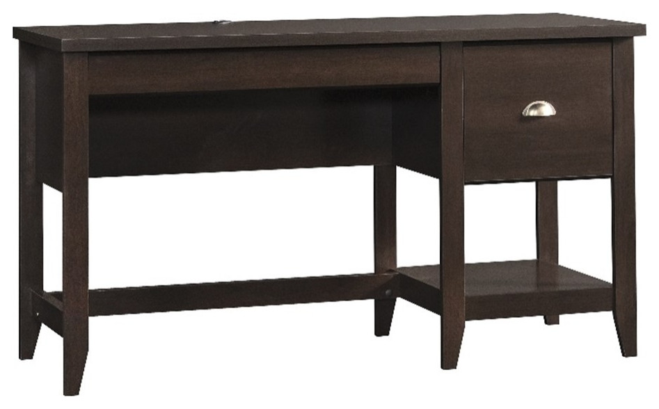 Pemberly Row Contemporary Engineered Wood Desk in Cinnamon Cherry
